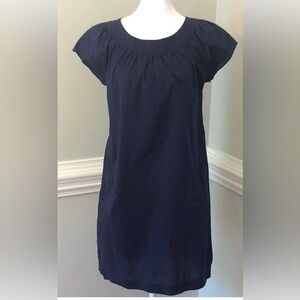 J. Crew Navy Blue Sundress Cap Sleeve Crew Neck with Hidden Pockets